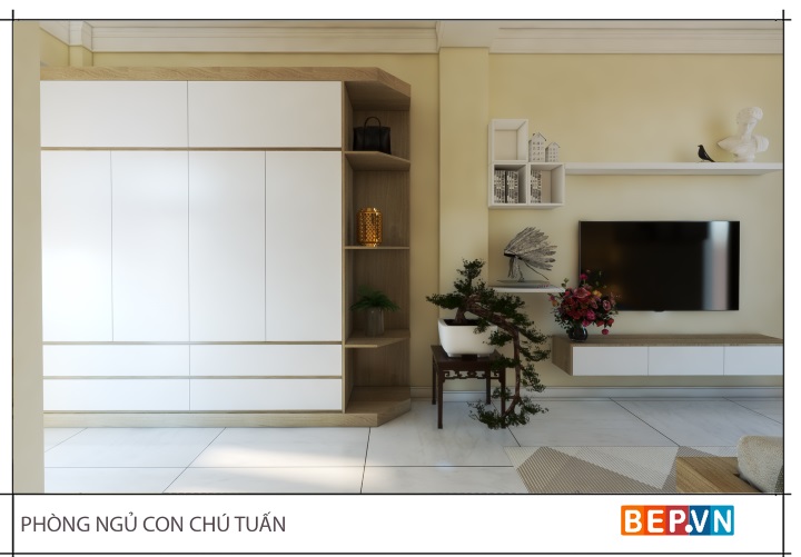 Tủ quần áo Acrylic kiểu dáng hiện đại, màu sắc nhã nhặn.