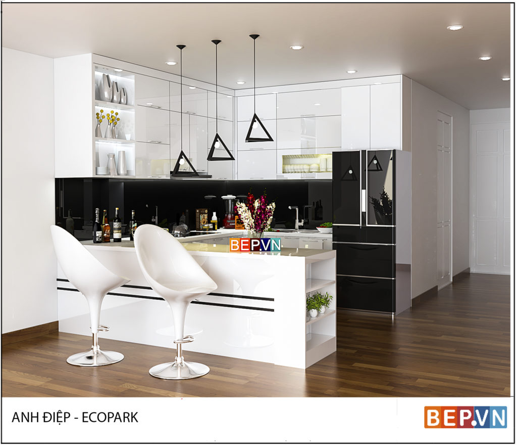 thiết kế tủ bếp cá tính. hiện đại