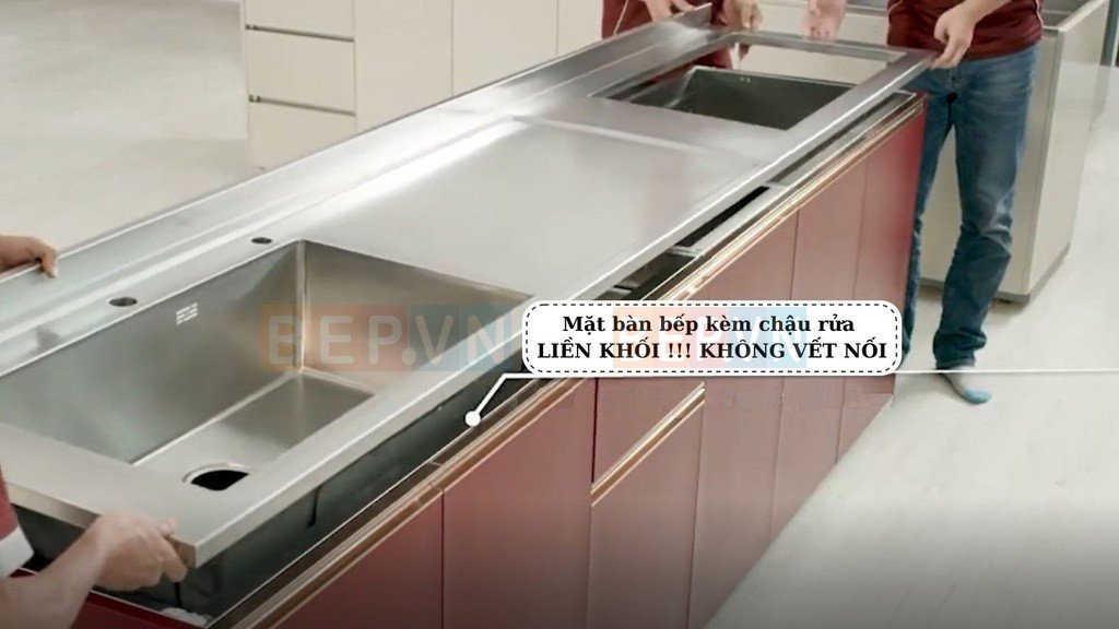 mặt bàn inox kèm chậu rửa