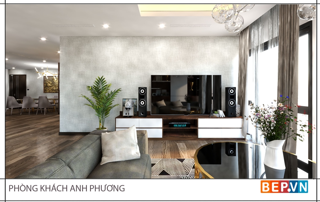 thiết kế nội thất phòng khách hiện đại cho chung cư