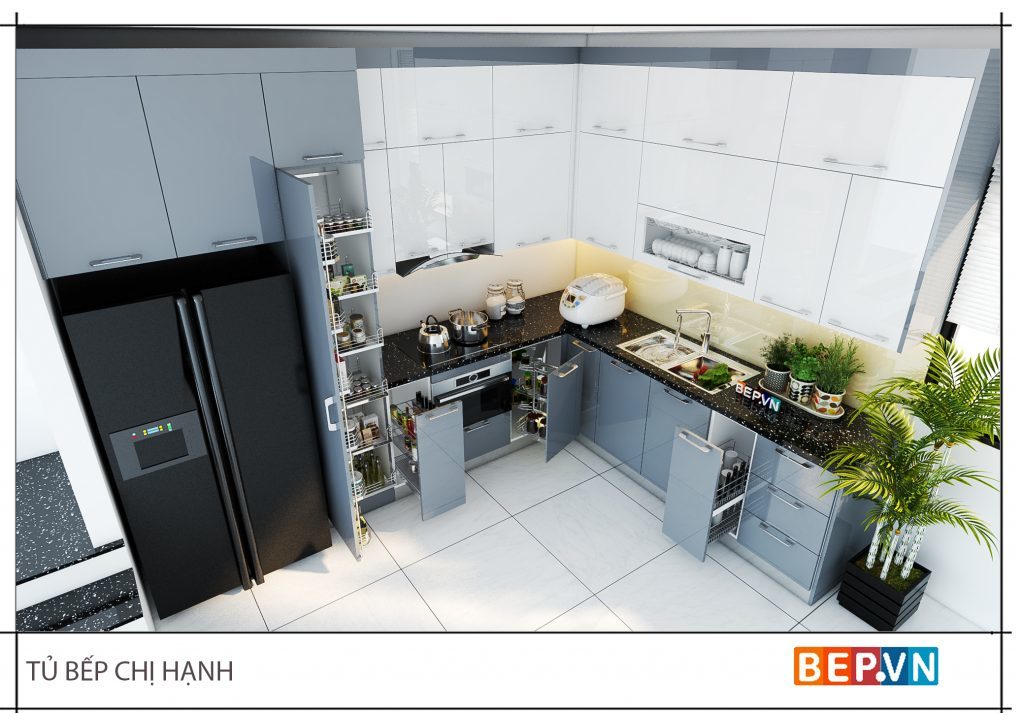 Phòng bếp đẹp hiện đại, tiện nghi đầy đủ công năng phục vụ cho quá trình hoạt động và làm việc