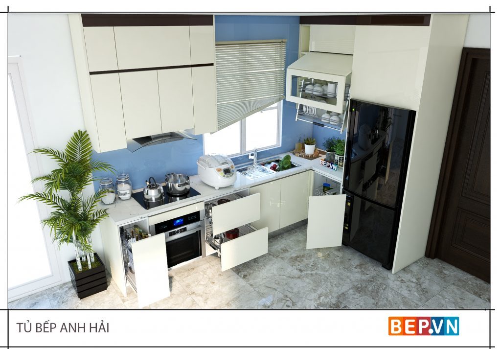 Lựa chọn gam màu sáng cho thiết kế phòng bếp đẹp với diện tích nhỏ