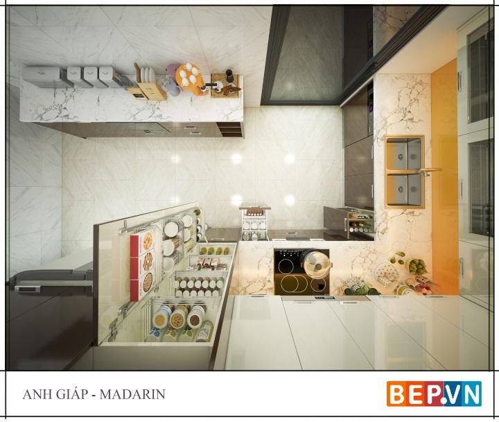 Tủ bếp Acrylic ấm cúng gọn gàng gia đình anh Giáp