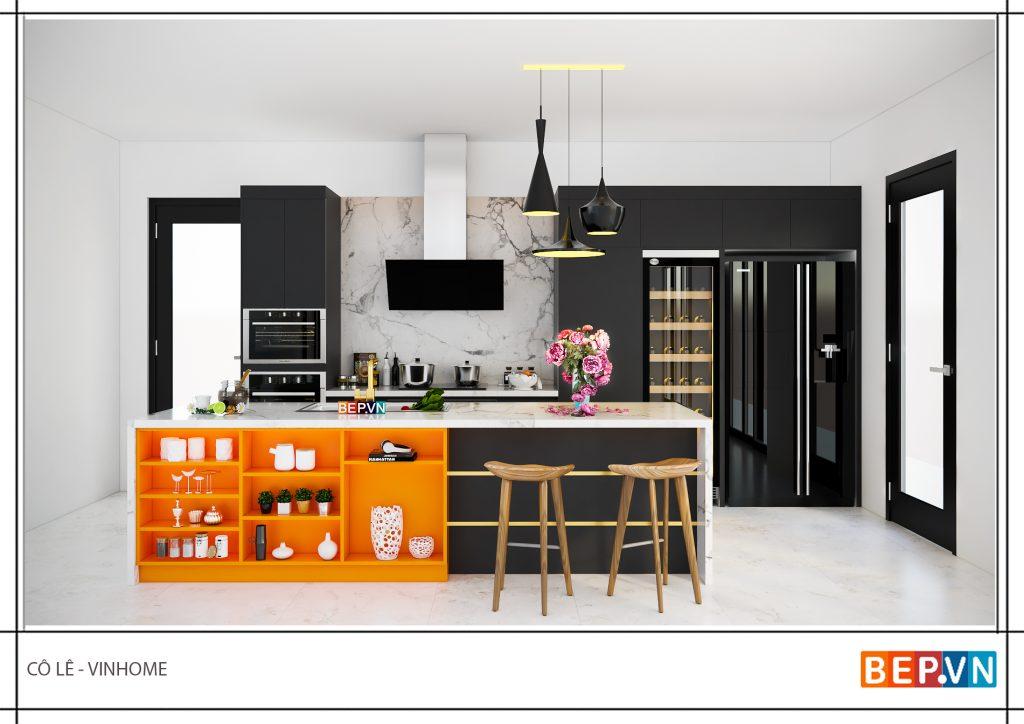 Mẫu tủ bếp đẹp cánh sơn Inchem cao cấp theo phong cách hiện đại, cá tính