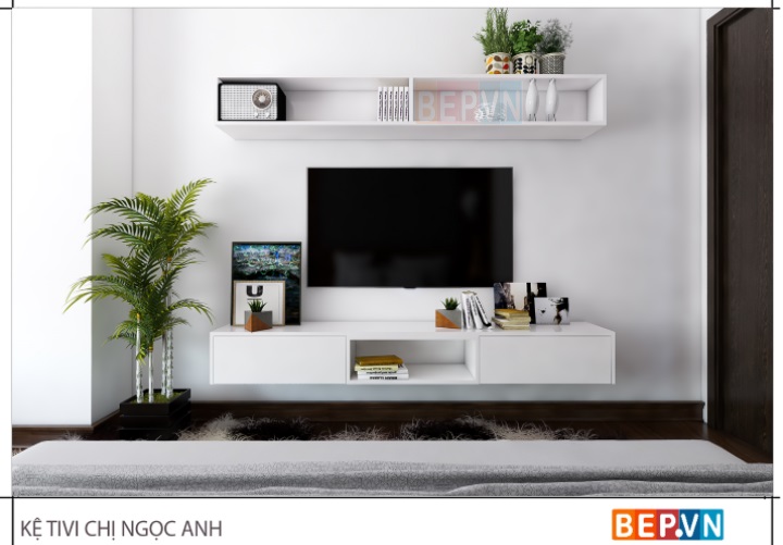 Kệ tivi acrylic đơn giản trong phòng ngủ
