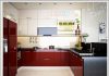 Mẫu tủ bếp Acrylic chữ U màu đỏ gia đình cô Minh