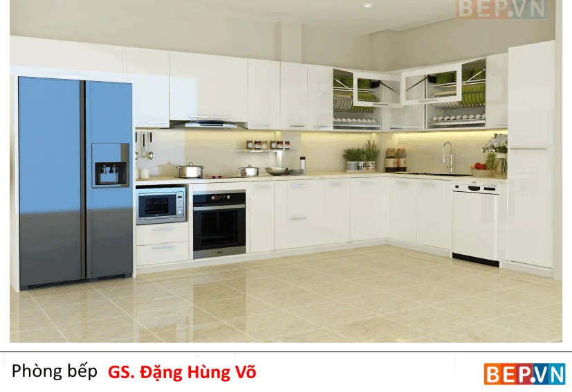 Thiết kế tủ bếp Acrylic hiện đại gia đình chú Võ