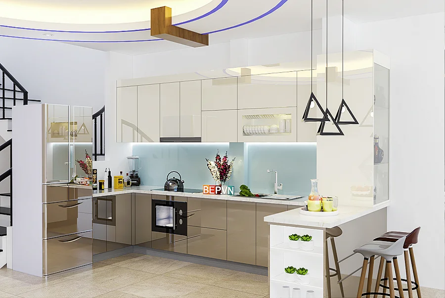 Mẫu tủ bếp kiểu dáng thanh lịch