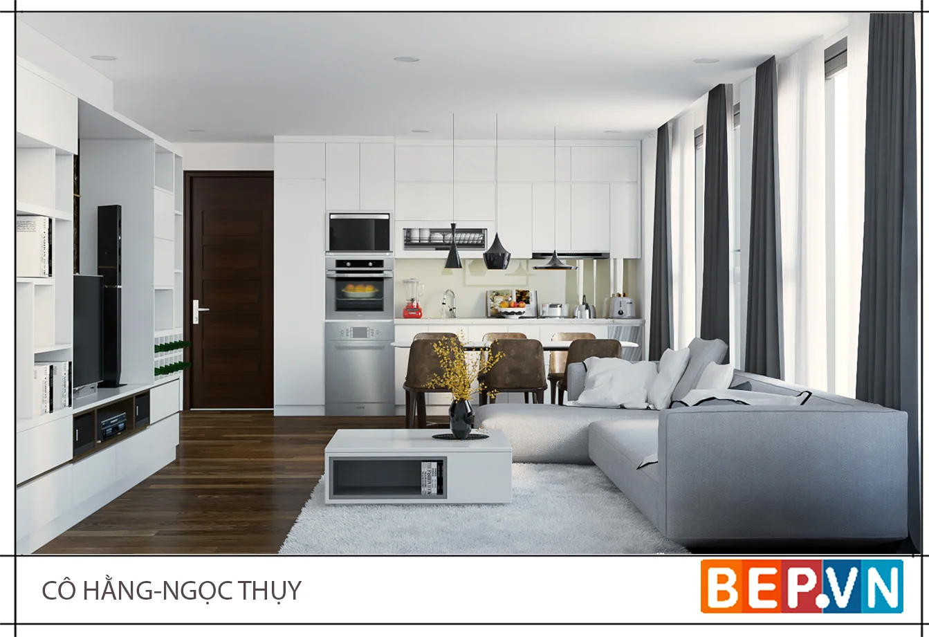 Mẫu #025: Thiết kế tủ bếp gia đình có hàng ngang tối ưu