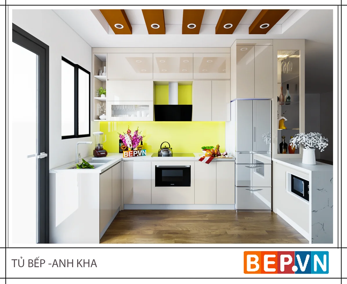 Mẫu #028: Tủ bếp chữ U nhà anh Khả