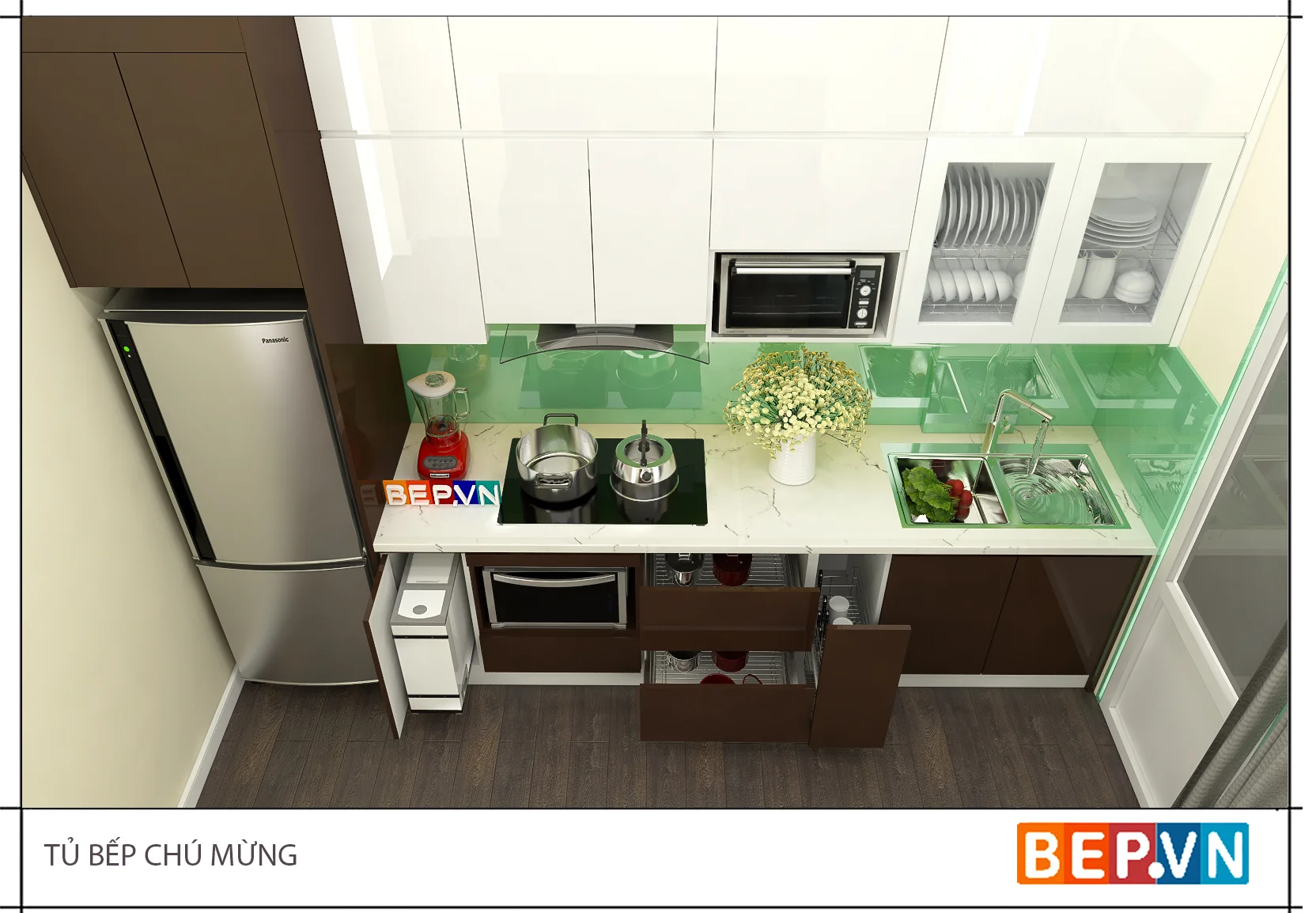 Mẫu #003: Thiết kế tủ bếp đẹp cho nhà bếp nhỏ - mẫu 3