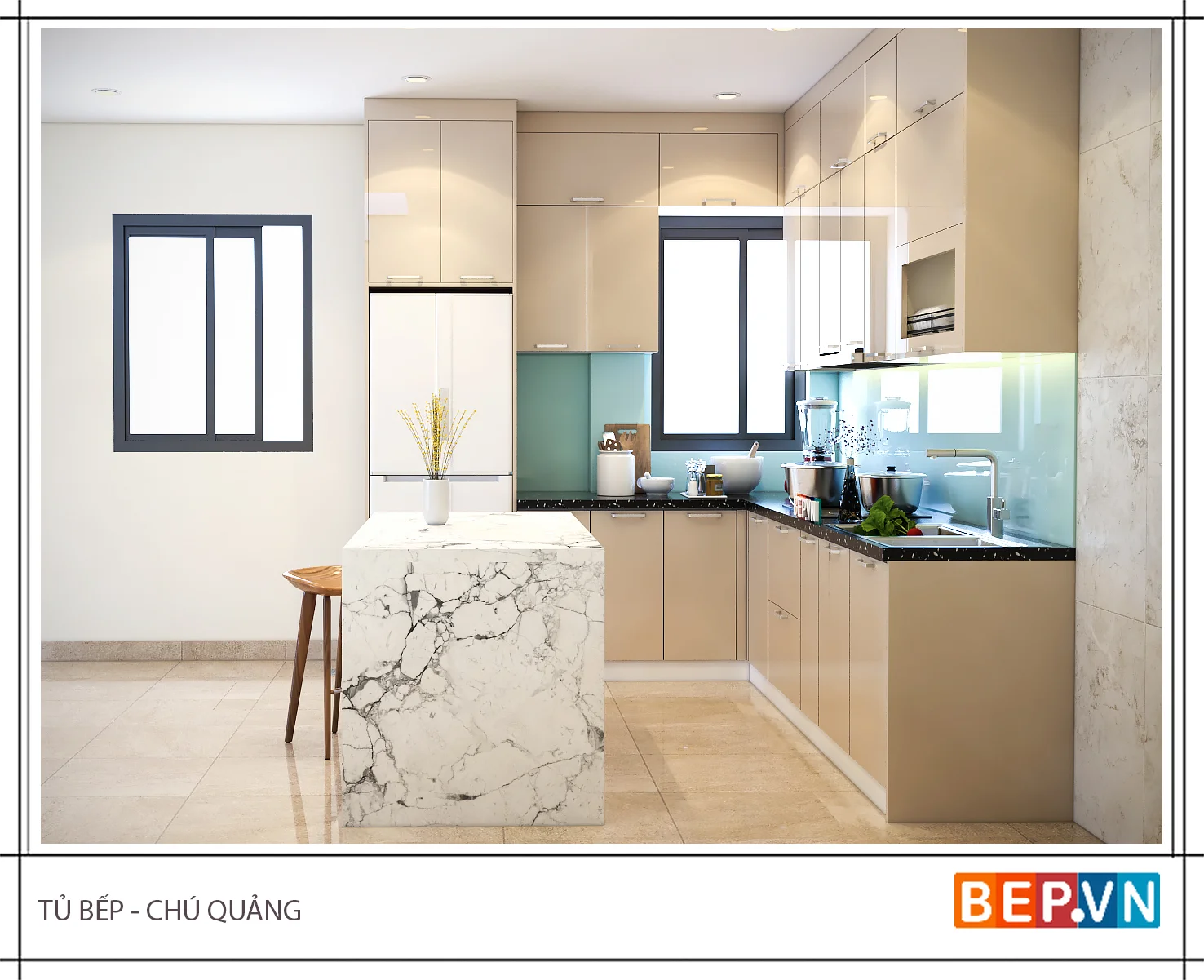 Mẫu #012: Thiết kế tủ bếp đẹp cho nhà bếp nhỏ - mẫu 12