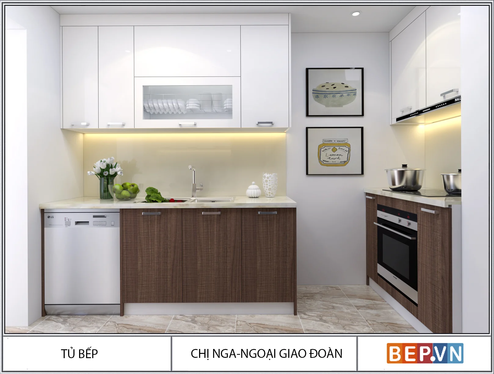 Mẫu #008: Thiết kế tủ bếp đẹp cho nhà bếp nhỏ - mẫu 8