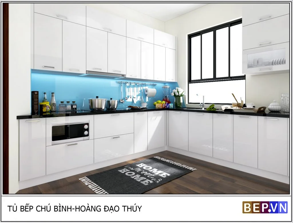 Tủ bếp đón ánh sáng tự nhiên 