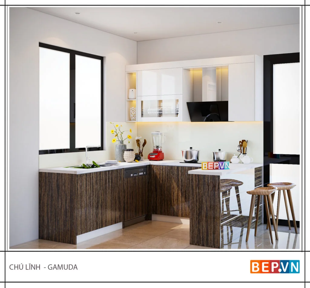 Tủ bếp hiện đại và đơn giản gia đình chú Lĩnh- Gamuda.