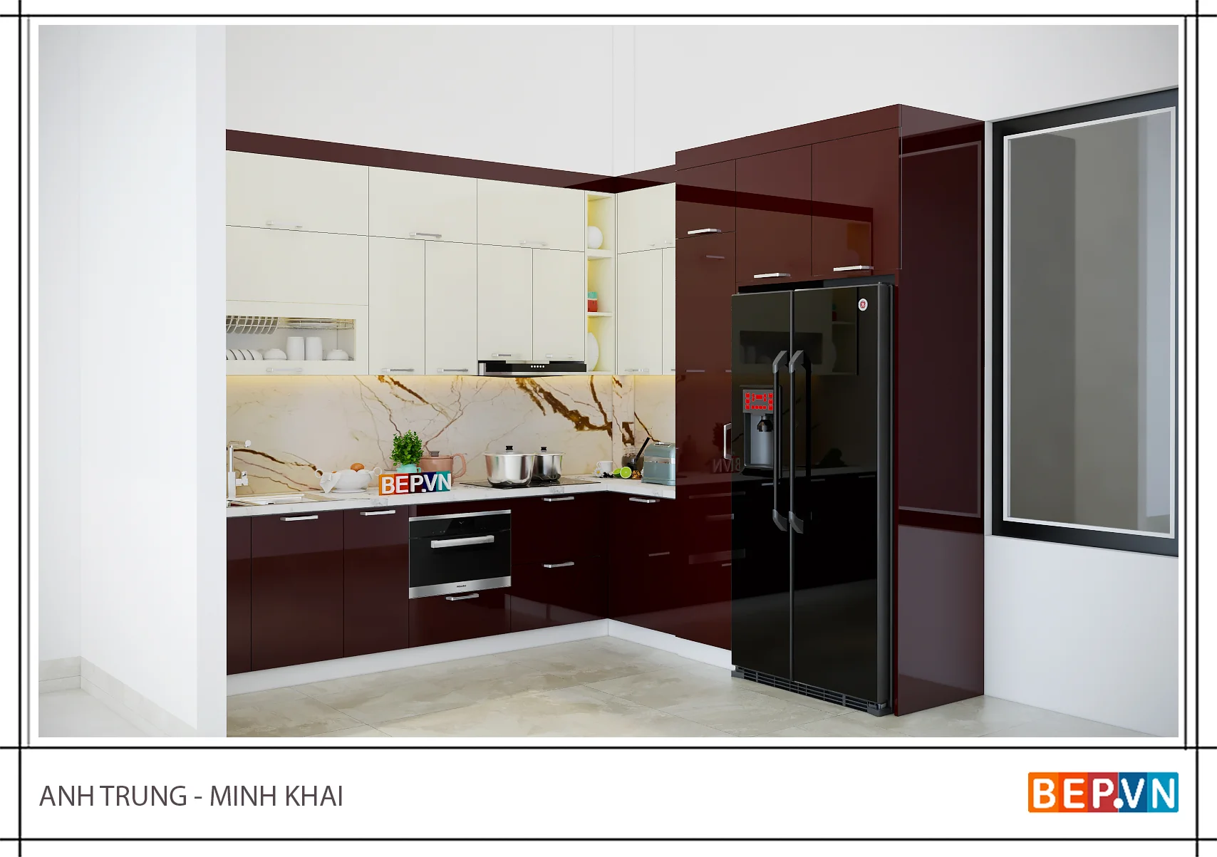 Mẫu #066: Tủ bếp nhà bếp nhỏ 2m nhà anh Trung Minh