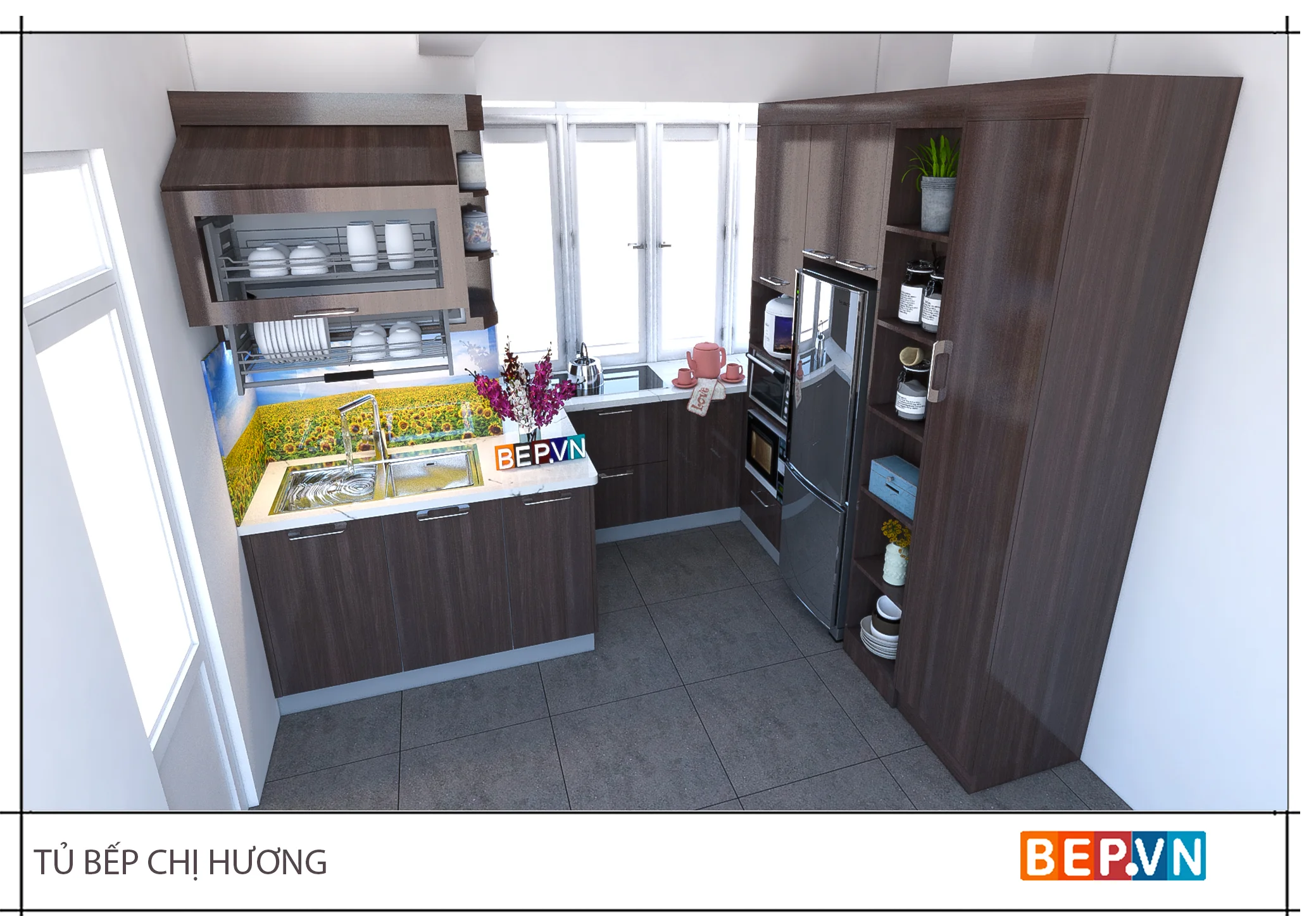 Mẫu #054: Mẫu tủ bếp tối ưu cho nhà nhỏ - mẫu 2