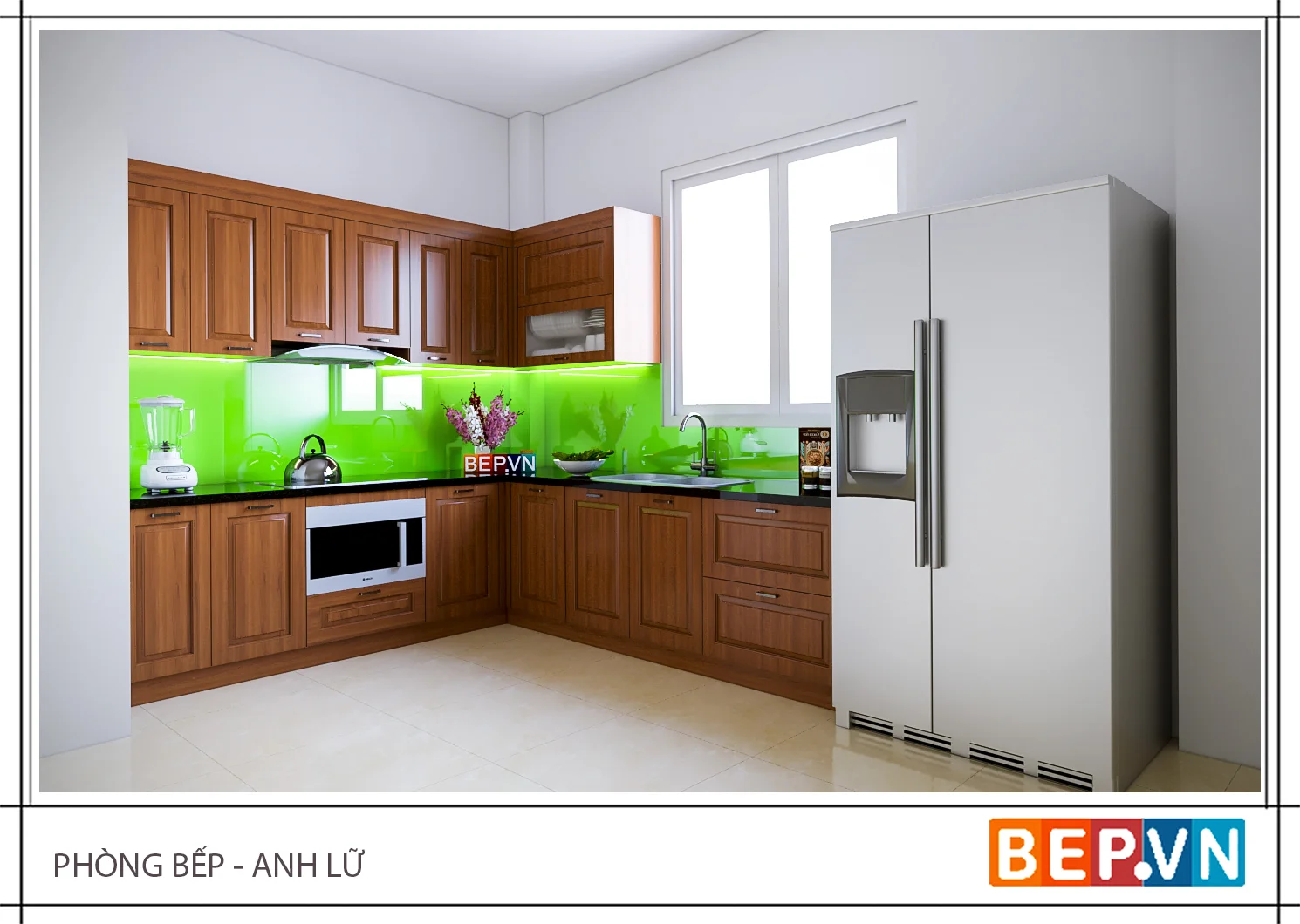 Mẫu #073: Tủ bếp gỗ tự nhiên cho nhà bếp nhỏ