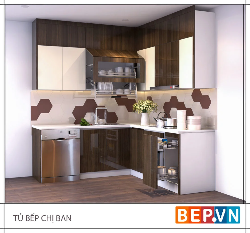 Mẫu tủ bếp nhỏ xinh tiết độc đáo ấn tượng cho nhà nhỏ.