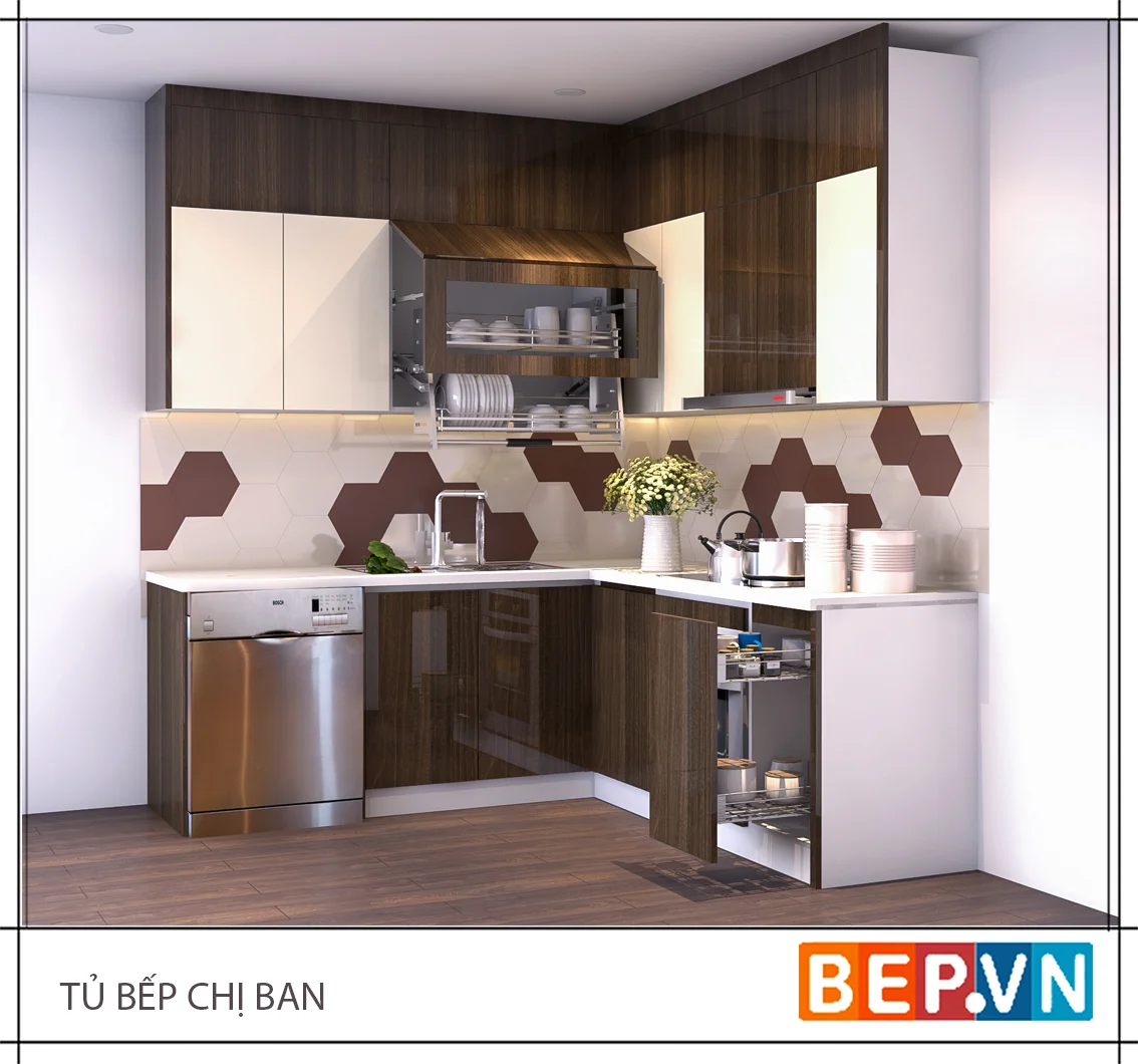 Mẫu #058: Tủ bếp nhỏ xinh nhà chị Bàn