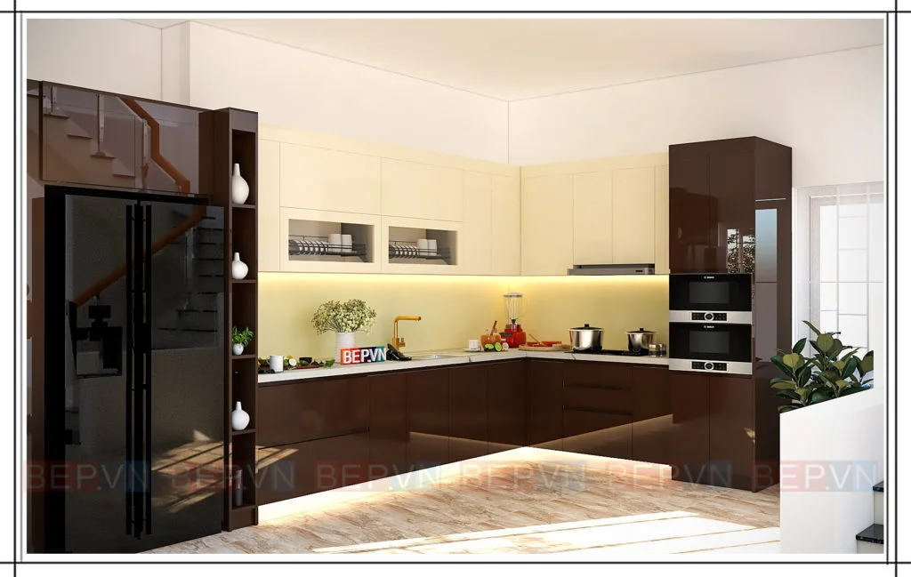 Mẫu tủ bếp đẹp, hiện đại kiểu chữ L phù hợp với mọi không gian, diện tích