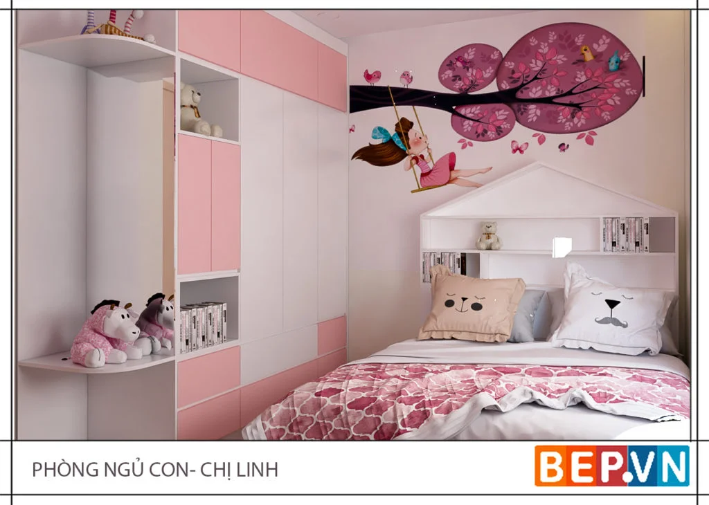 Phòng ngủ công chúa của con gái chị Linh