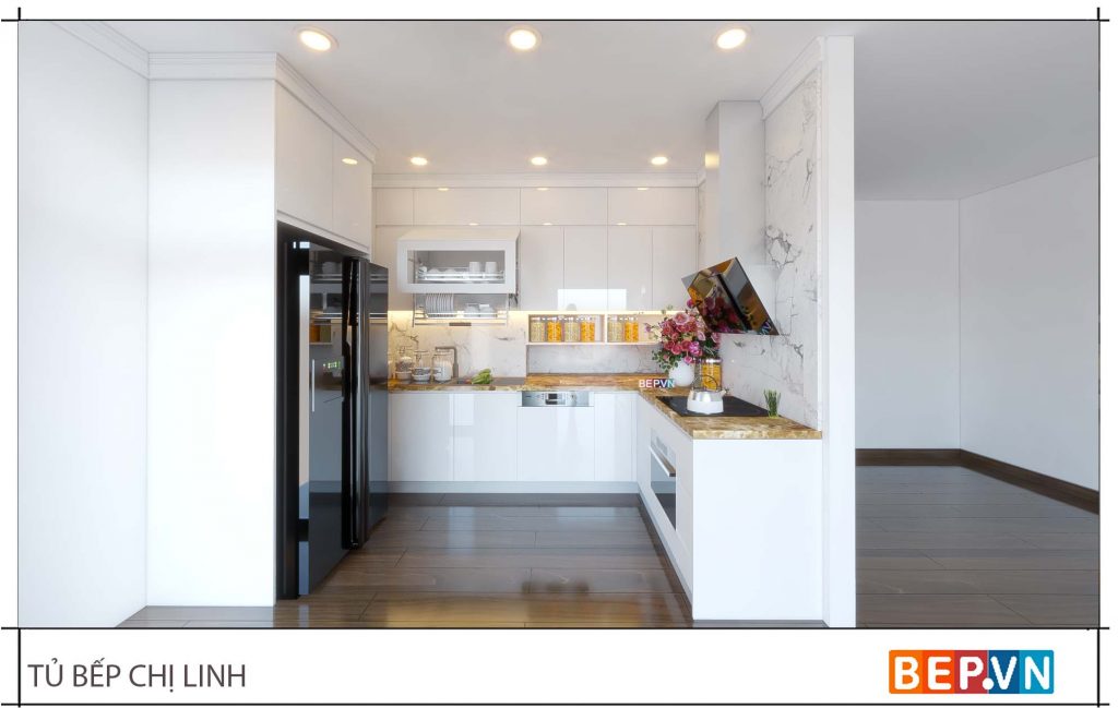 thiết kế tủ bếp đẹp hiện đại gia đình chị Linh - Skylake