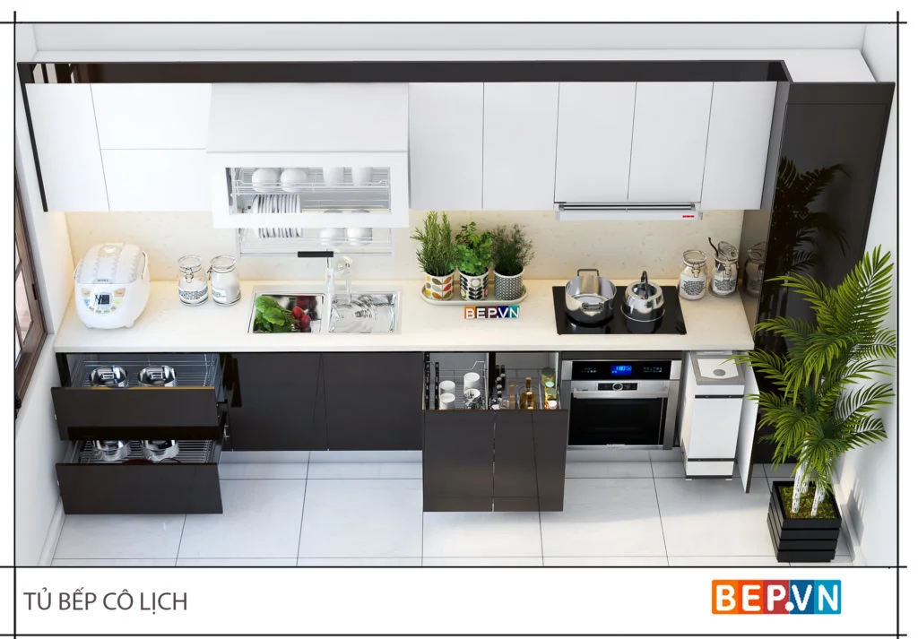 Tủ bếp thẳng phù hợp cho mọi diện tích không gian phòng bếp