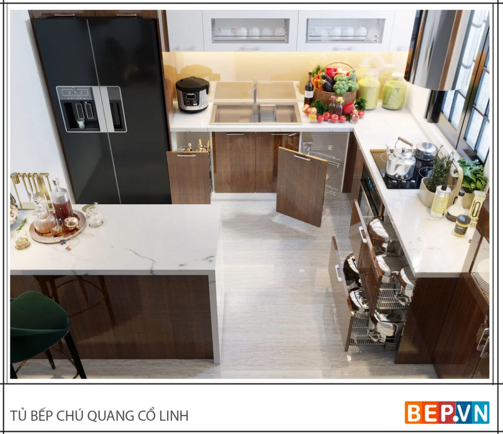 Mẫu tủ bếp đảo cho không gian nhỏ hẹp - mẫu 1