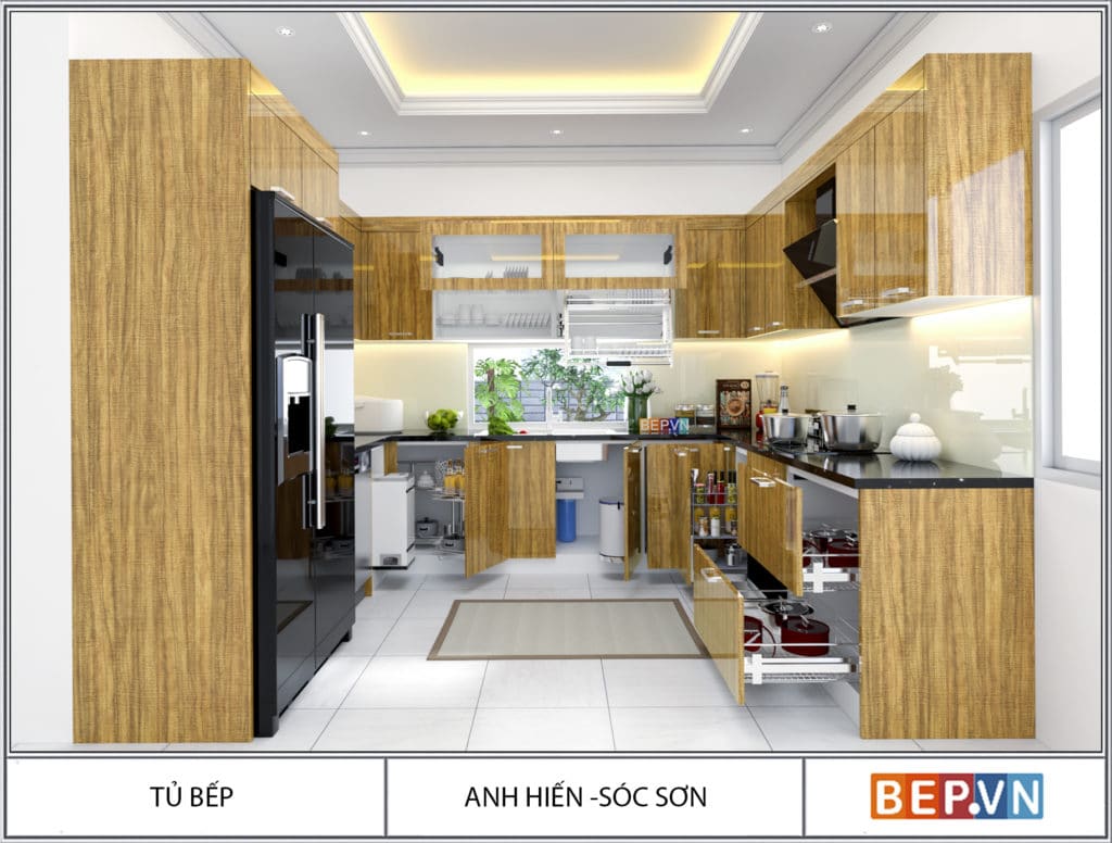 Thiết kế tủ bếp chữ U Laminate hiện đại Bep.vn 2 | Bep.vn
