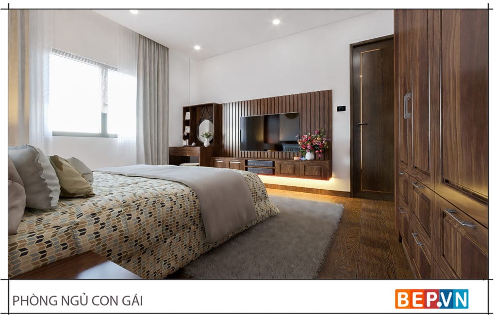 Thiết kế nội thất sang trọng gia đình anh Ngọc Anh | Bep.vn thiet ke noi that phong ngu con gai