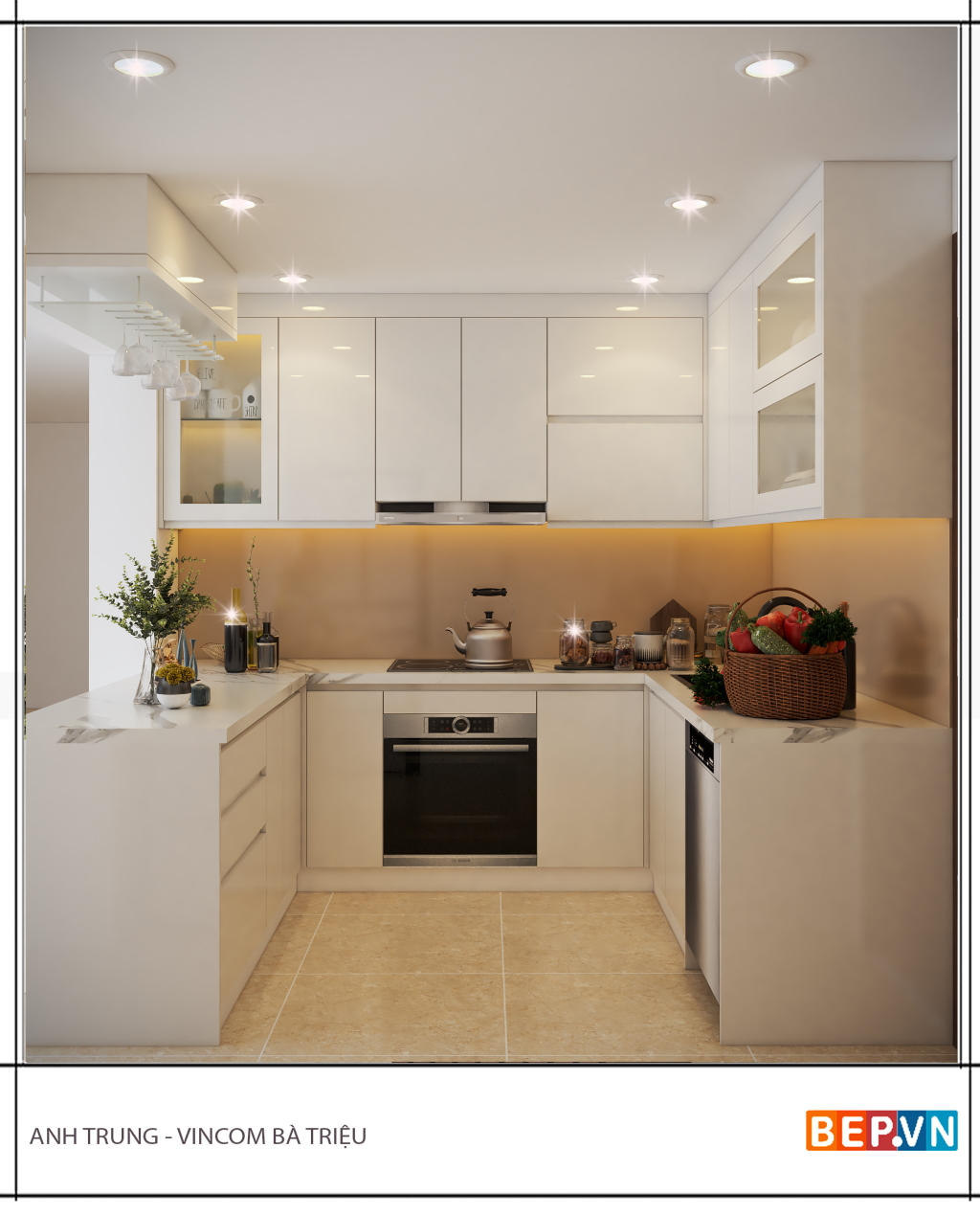 Tủ bếp Acrylic trắng là lựa chọn hàng đầu của mọi không gian