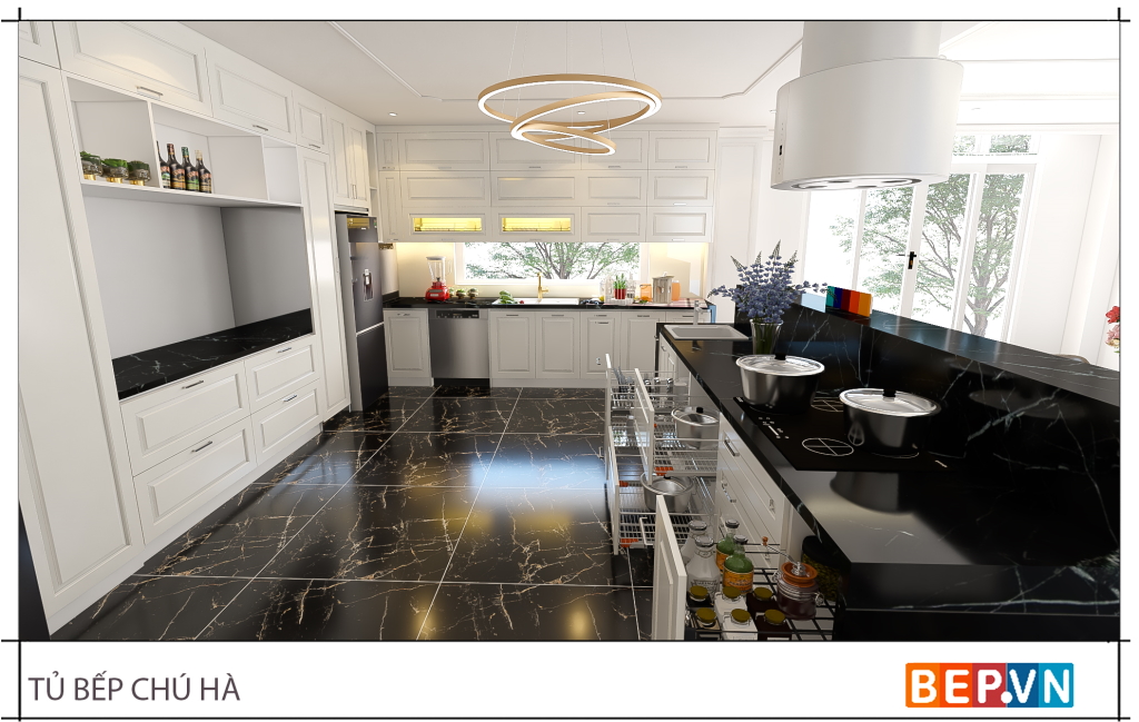 mẫu tủ bếp đẹp có bàn đảo bếp dành cho không gian biệt thự_bep.vn