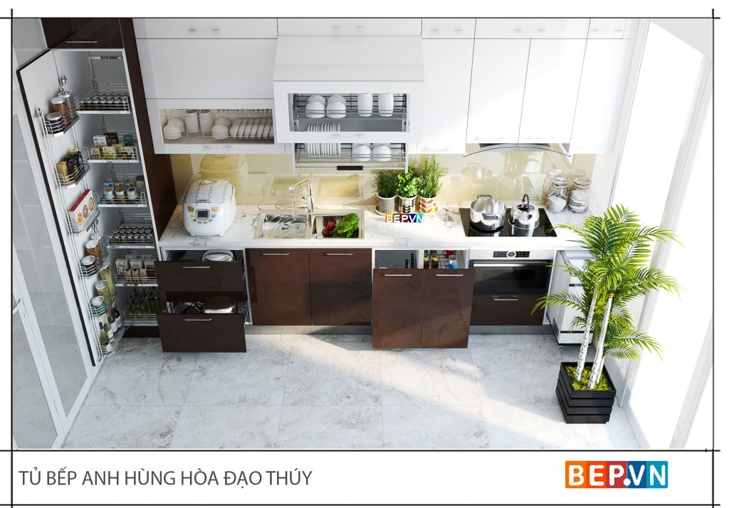 Thiết kế tủ bếp đẹp  hiện đại, sang trọng và tiện nghi của gia đình anh Hùng - Hoàng Đạo Thúy