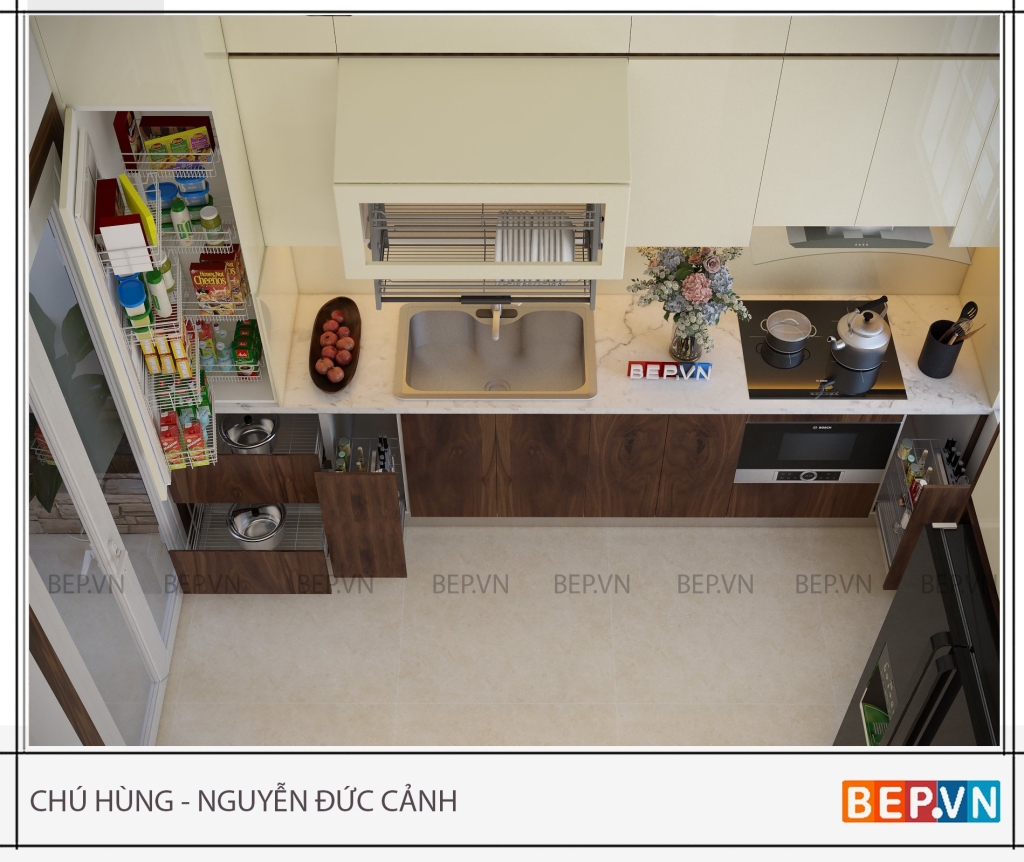 phụ kiện bếp hiện đại và tiện nghi cho thiết kế tủ bếp đẹp chú Hùng 