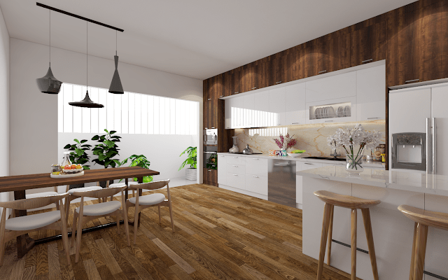 mẫu tủ bếp gỗ công nghiệp phủ Laminate cao cấp