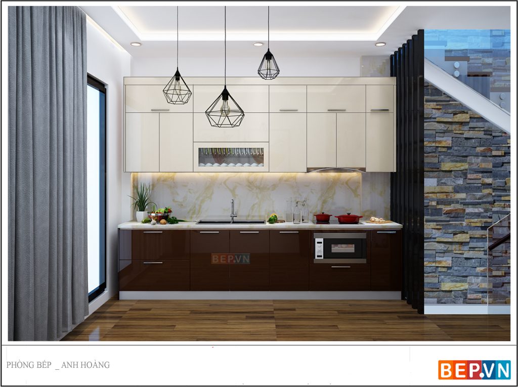 mẫu tủ bếp dài 2m