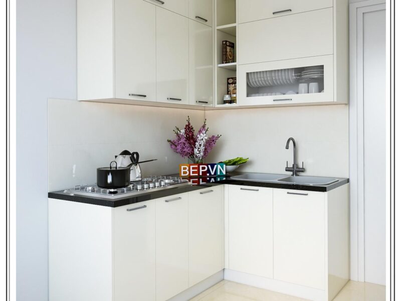 Tủ bếp Acrylic chữ L gia đình cô Chinh