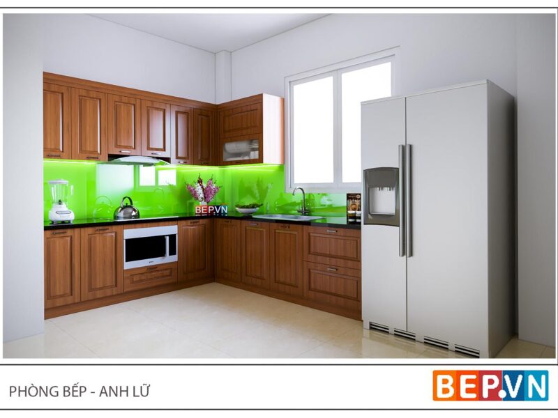 Alternative view of Tủ bếp gỗ Sồi đỏ gia đình anh Lữ