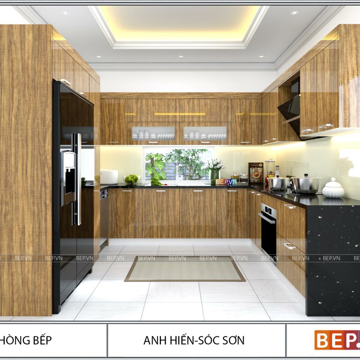 Tủ bếp Laminate chữ U gia đình anh Hiến