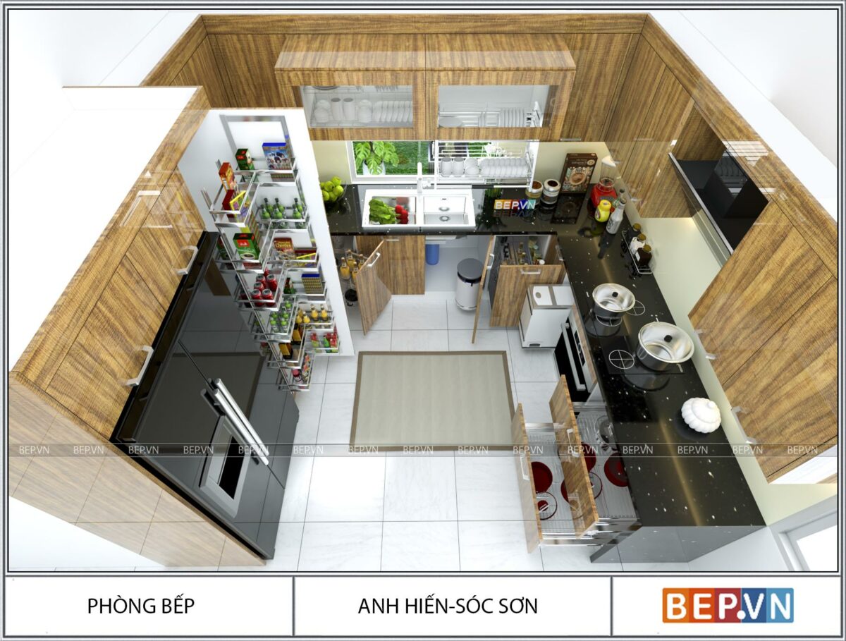 Tủ bếp Laminate chữ U gia đình anh Hiến - Ảnh 3