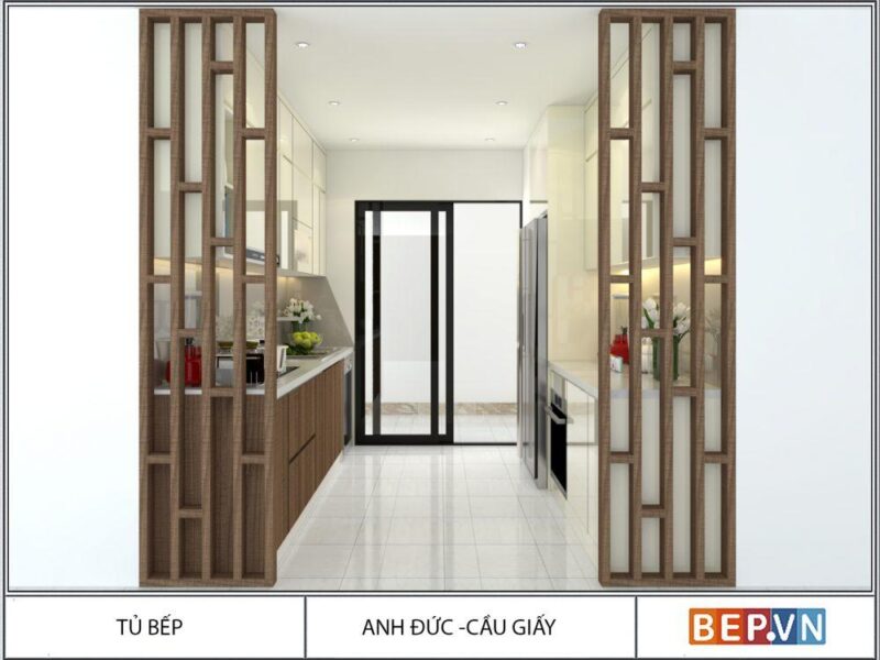 Tủ bếp song song Acrylic Laminate nhà anh Đức - Cầu Giấy