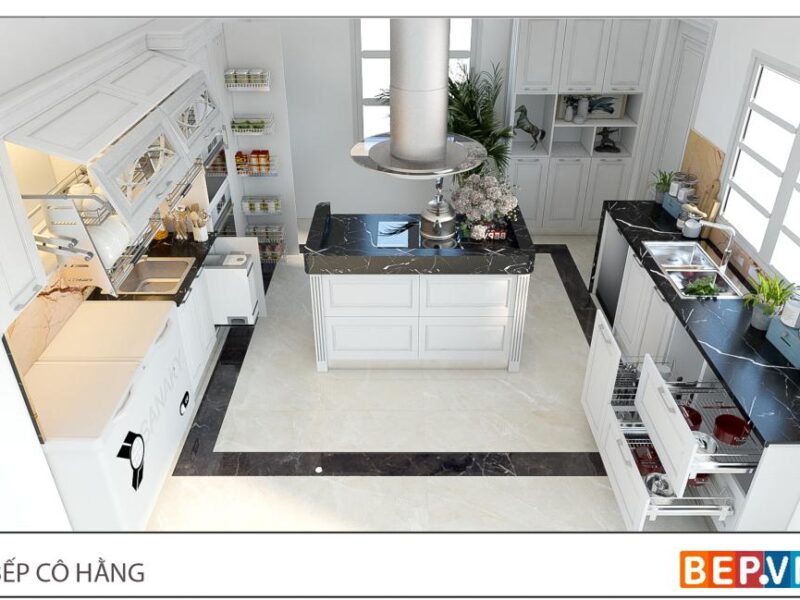 Tủ bếp tân cổ điển cô Hằng - Long Biên