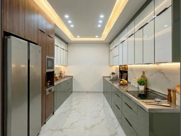 Tủ bếp Inox Cánh Kính Song Song
