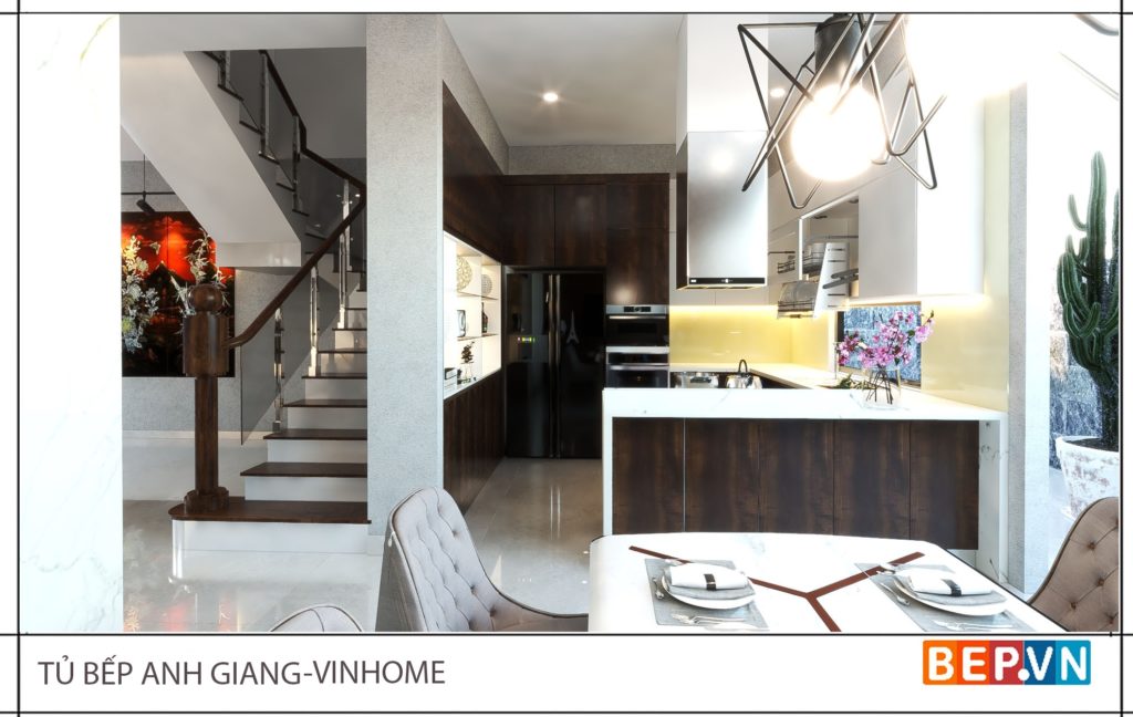Thiết kế tủ bếp kiểu chữ U sang trọng, hiện đại