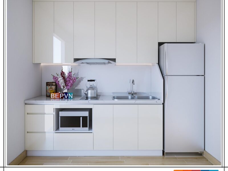 Tủ bếp Acrylic chữ I gia đình chị Hoa
