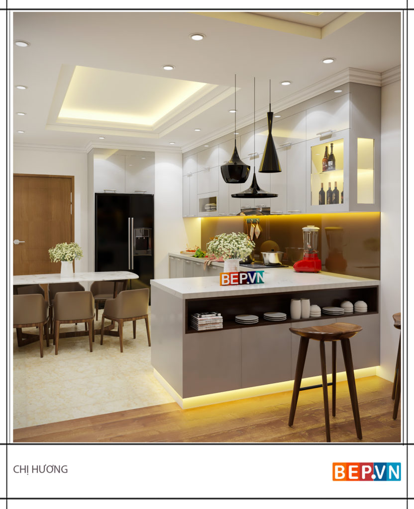 Đảo bếp có thêm không gian trang trí cho phòng bếp