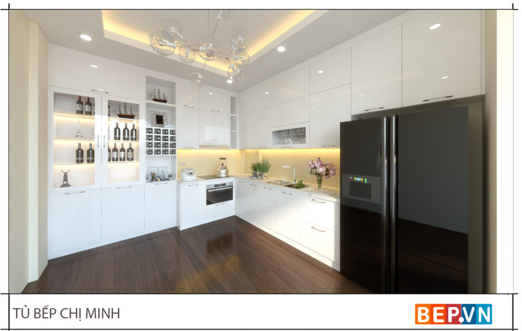 thiết kế tủ bếp chữ L đẹp, sang trọng và hiện đại