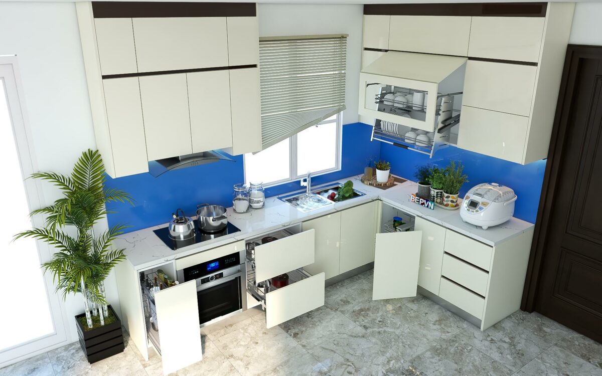Tủ bếp chữ L hiện đại gia đình anh Hải - Hình ảnh 2
