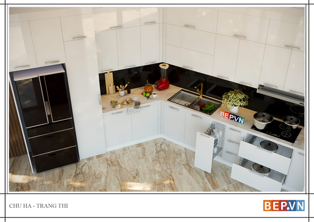 Tủ bếp màu xanh dương hợp người mệnh Thủy